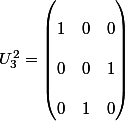 U^2_3 = \begin{pmatrix}
 \\ 1 & 0 & 0 \\
 \\ 0 & 0 & 1 \\
 \\ 0 & 1 & 0
 \\ \end{pmatrix}